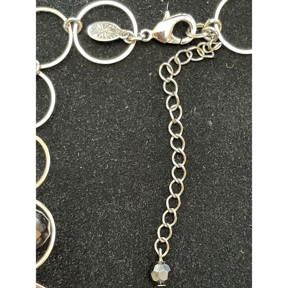 Lydell Bib Statement Necklace Black Faceted Beads Metal Rings Chunky Fashion - Picture 7 of 8